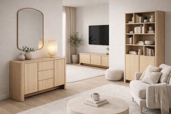 Komoda Sorrenti 168 cm se zásuvkami – dub Vicenza