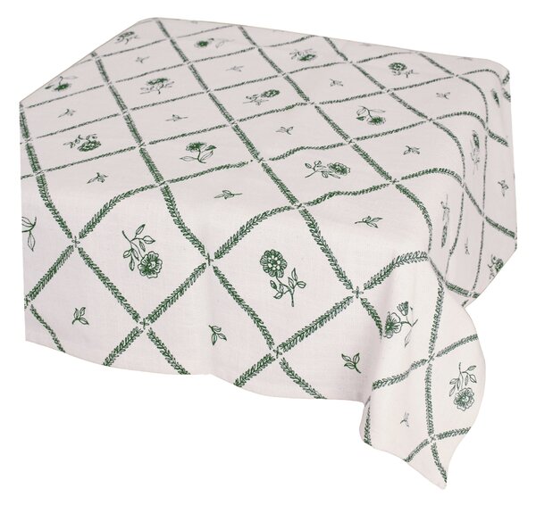 Bavlněný ubrus Lovisa Green / White 140 x 240 cm