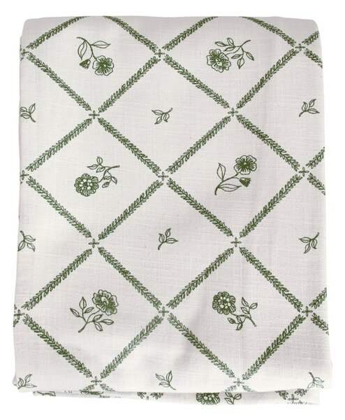Bavlněný ubrus Lovisa Green / White 140 x 240 cm