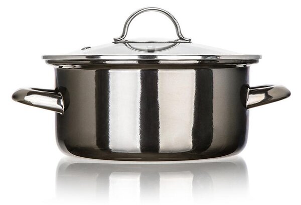 Smaltovaný hrnec s poklicí METALLIC Black 2 l
