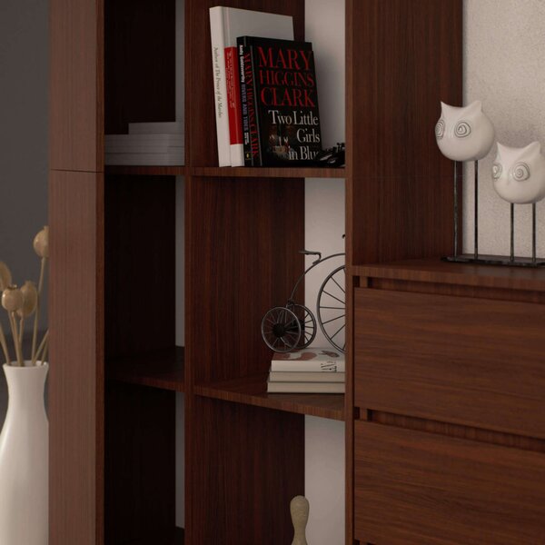Regál R 80cm 1 dvířka 6 poličky wenge