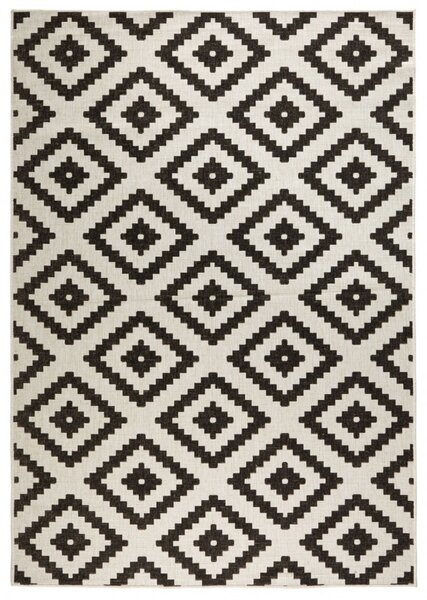 Hans Home | Kusový koberec Twin-Wendeteppiche 103129 schwarz creme – na ven i na doma - 160x230