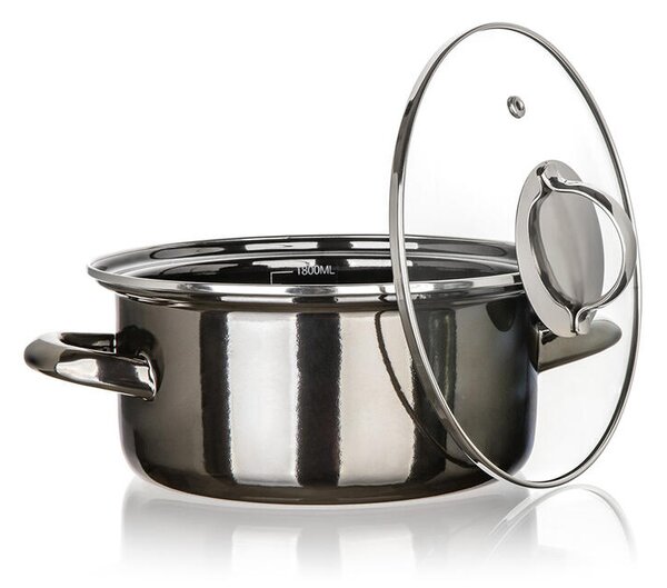 Smaltovaný hrnec s poklicí METALLIC Black 2 l