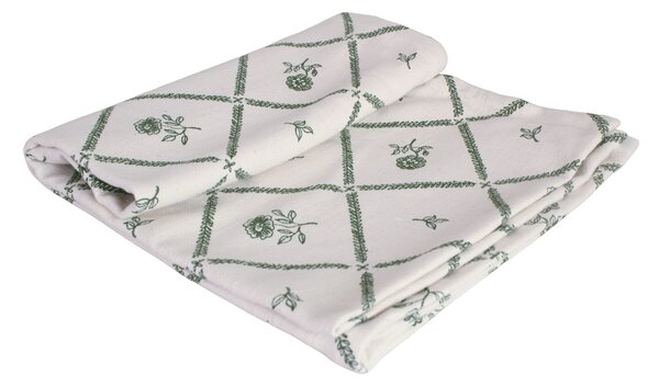 Bavlněný oběhoun na stůl Lovisa Green / White 140 × 50 cm