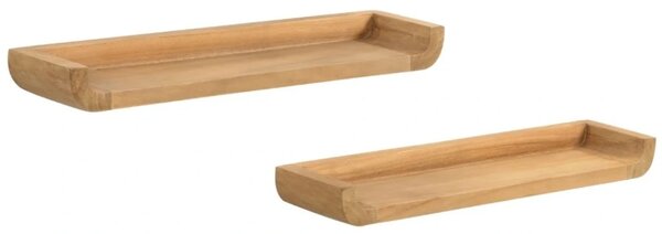 Set dvou teakových nástěnných polic Kave Home Shamel 50 x 12 cm