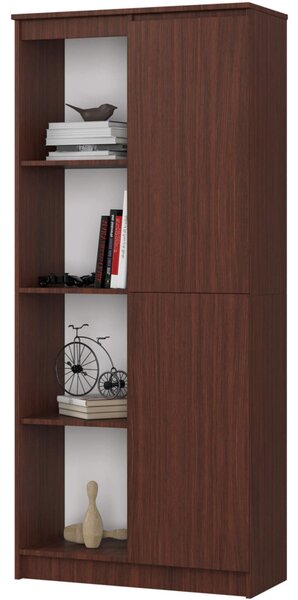Regál R 80cm 1 dvířka 6 poličky wenge