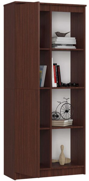 Regál R 80cm 1 dvířka 6 poličky wenge
