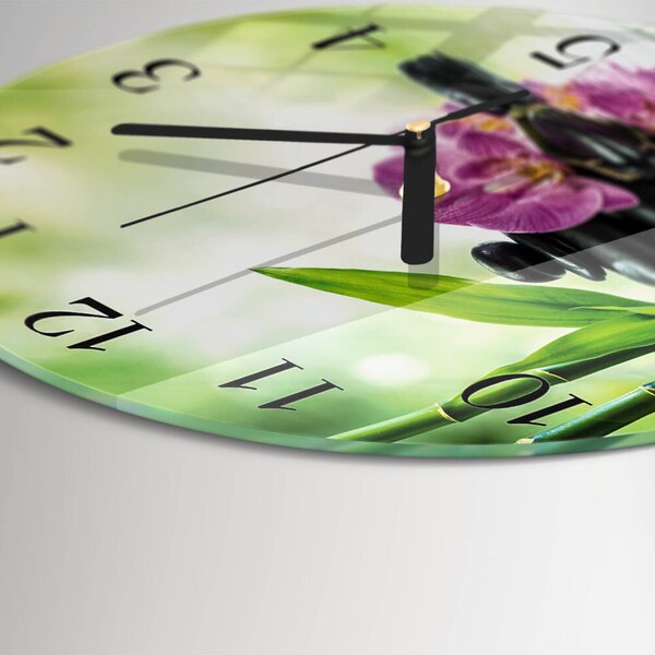 Skleněné nástěnné hodiny Lázeňská orchidej zsoc-fi30-00058439