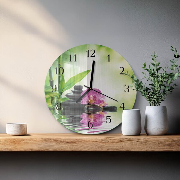 Skleněné nástěnné hodiny Lázeňská orchidej zsoc-fi30-00058439