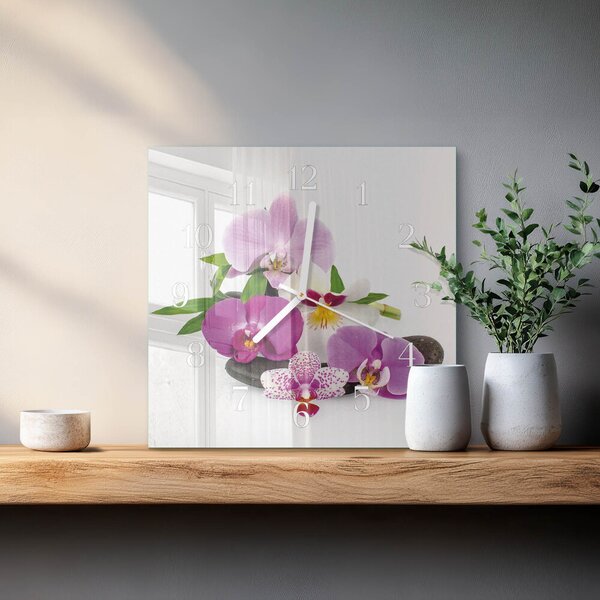 Skleněné hodiny Orchidej zskb-30x30-00086573