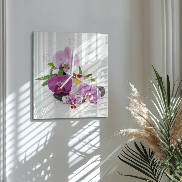 Skleněné hodiny Orchidej zskb-30x30-00086573