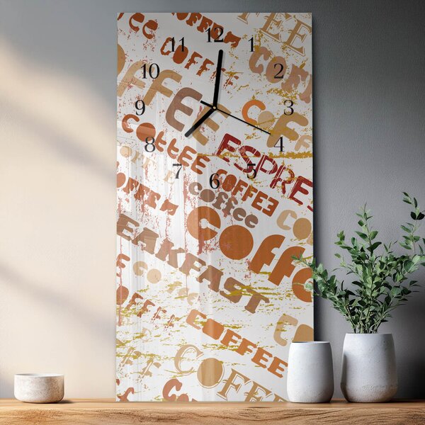 Skleněné hodiny vertikální Káva zsppc-30x60-00181187