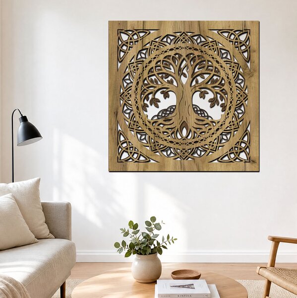 3vrstvý dřevěný Strom života PROPOJENÍ Zvolte rozměr šxv (cm): 40x40 | Zvolte barvu dekoru: Javor-Ořech-Wenge