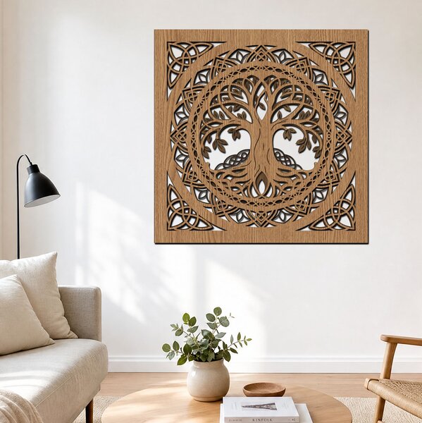 3vrstvý dřevěný Strom života PROPOJENÍ Zvolte rozměr šxv (cm): 40x40 | Zvolte barvu dekoru: Javor-Ořech-Wenge