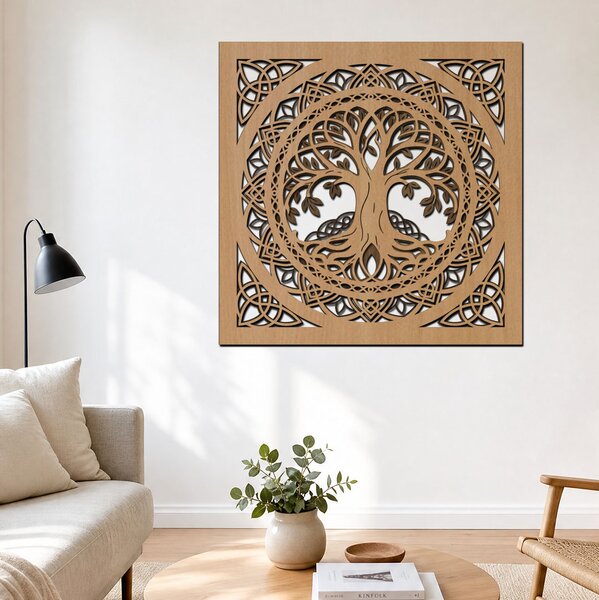 3vrstvý dřevěný Strom života PROPOJENÍ Zvolte rozměr šxv (cm): 40x40 | Zvolte barvu dekoru: Javor-Ořech-Wenge