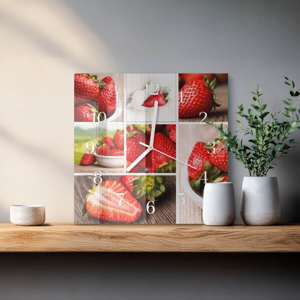 Skleněné hodiny Jahody zskb-30x30-00087229