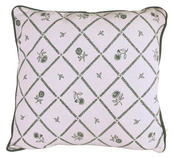Bavlněný povlak na polštář Lovisa Green / White 45 × 45 cm