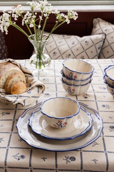 Bavlněný povlak na polštář Lovisa Blue / White 45 × 45 cm