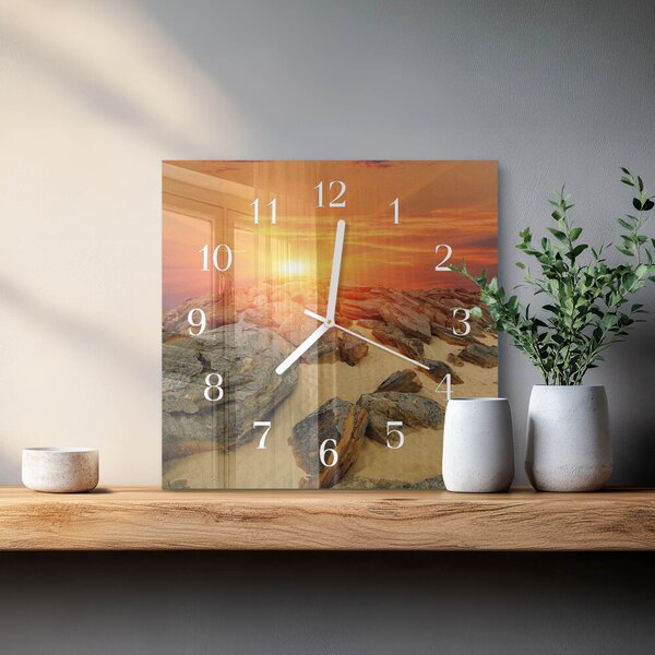 Skleněné hodiny Západ slunce zskb-30x30-00084979
