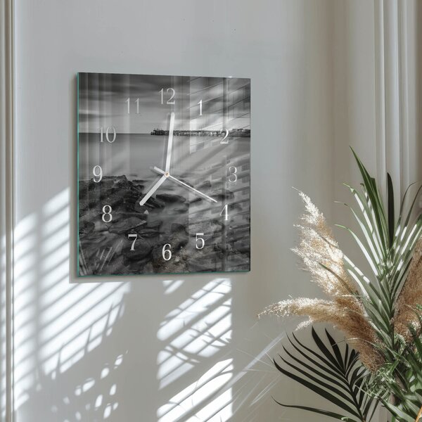 Skleněné hodiny Břeh řeky zskb-30x30-00087271