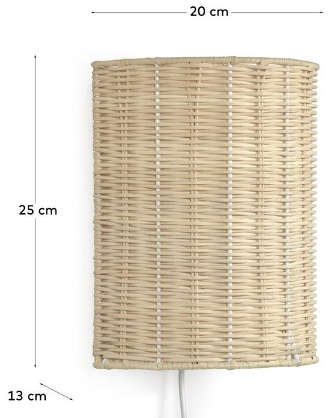 Ratanové nástěnné světlo Kave Home Kimjit 25 cm