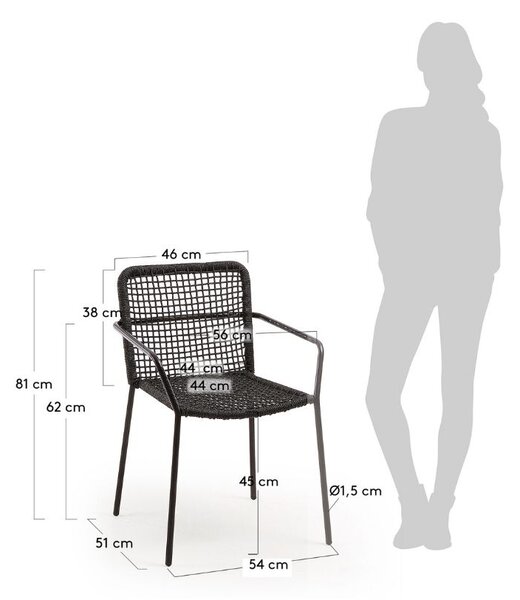 Tmavě šedá pletená jídelní židle Kave Home Ellen