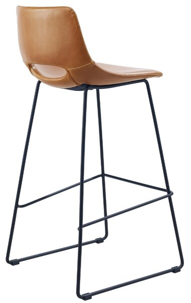 Koňakově hnědá koženková barová židle Kave Home Zahara 76 cm