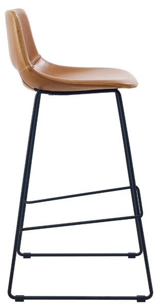 Koňakově hnědá koženková barová židle Kave Home Zahara 76 cm