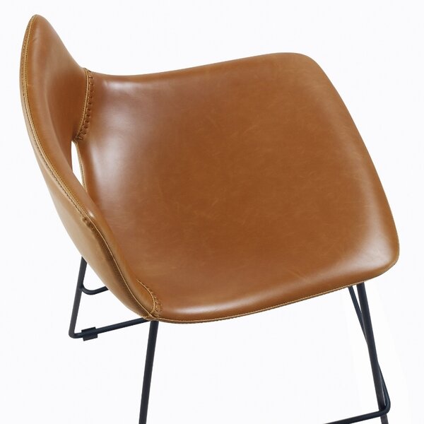 Koňakově hnědá koženková barová židle Kave Home Zahara 76 cm