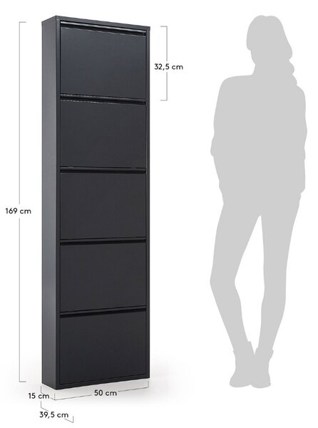 Grafitově šedý kovový botník Kave Home Ode 169 cm