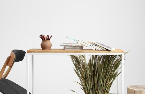 Nordic Design Dubový toaletní stolek Julia 100 x 30 cm s bílou podnoží