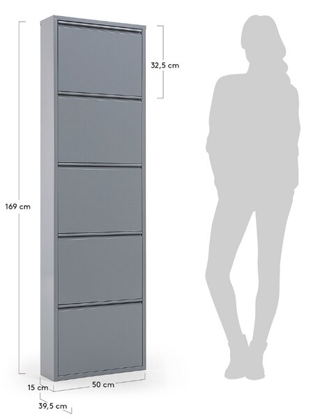 Šedý kovový botník Kave Home Ode 169 cm
