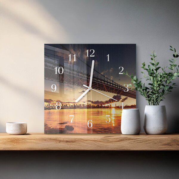 Skleněné hodiny Řeka Bridge zskb-30x30-00086507