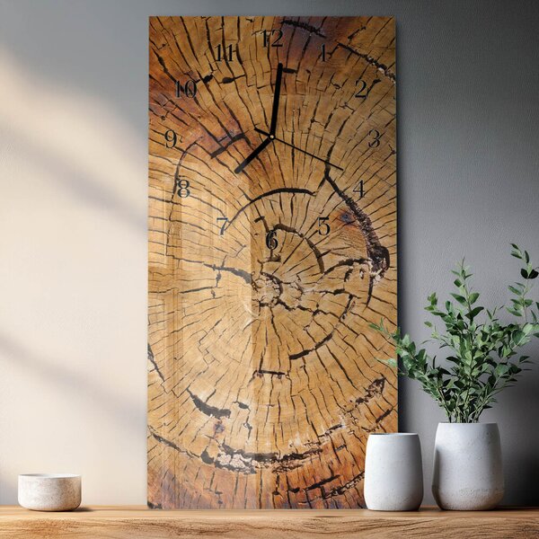 Skleněné hodiny vertikální Dřevěné zrno zsppc-30x60-00176644
