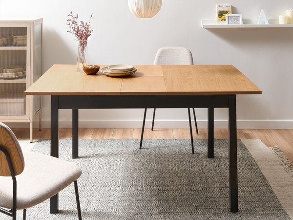 Rozkládací jídelní stůl HOUSTON Světle hnědá/Černá 120/150 cm 90 cm Borovicové dřevo