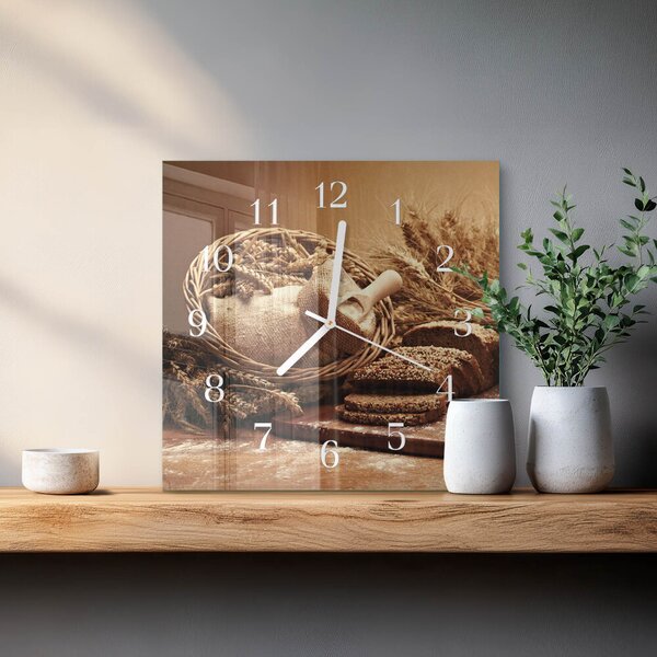 Skleněné hodiny Chléb zskb-30x30-00082916