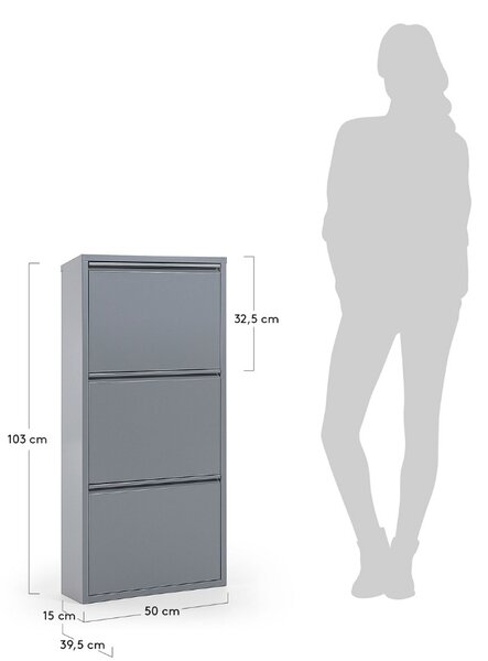 Šedý kovový botník Kave Home Ode 103 cm