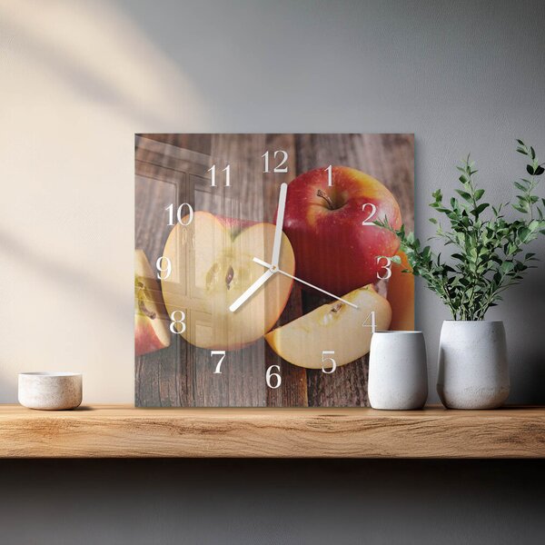 Skleněné hodiny Jablko zskb-30x30-00090553