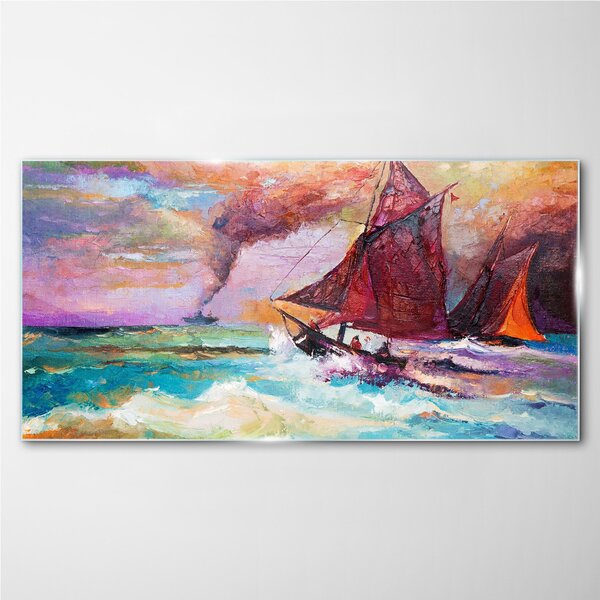 Obraz na skle Obraz na skle Abstrakce mořské lodi vlny