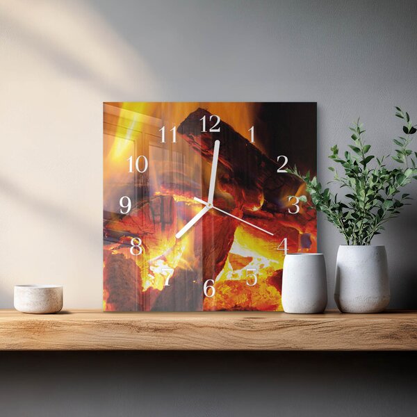 Skleněné hodiny Oheň zskb-30x30-00086532