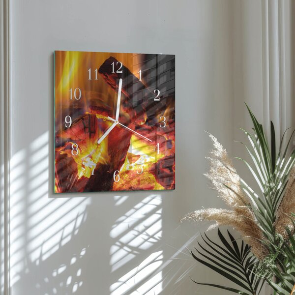 Skleněné hodiny Oheň zskb-30x30-00086532