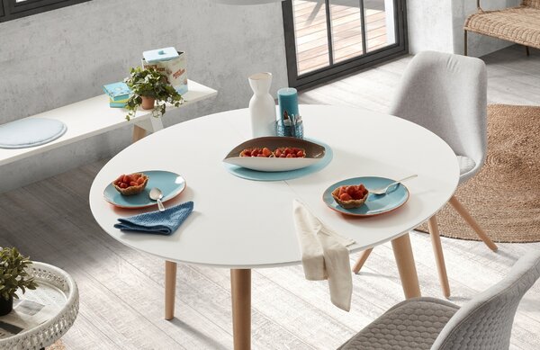 Světle modrý látkový podsedák Kave Home Silke 35 cm