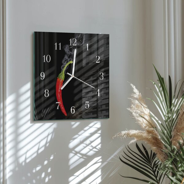 Skleněné hodiny Chilli paprička zskb-30x30-00092562