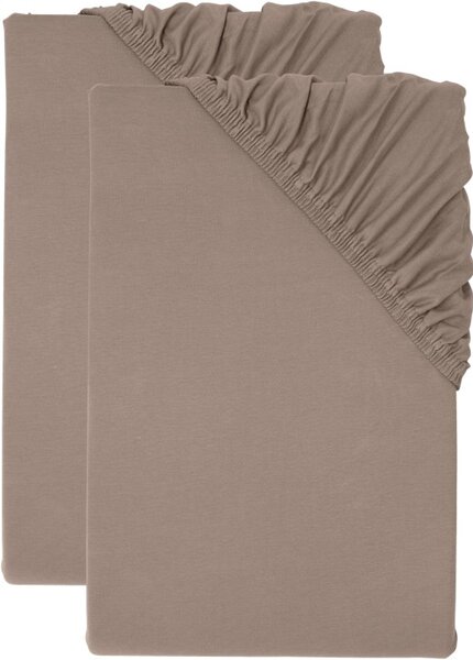 Livarno® Sada žerzejových napínacích prostěradel, 90-100 x 200 cm, 2dílná, hnědá (800013069)