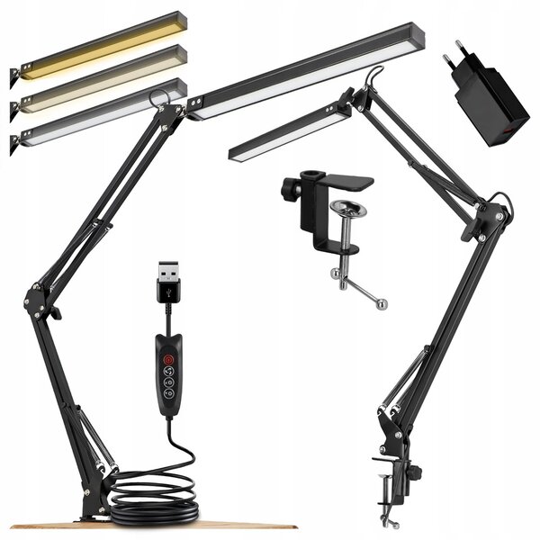 Smart LED LED stolní stmívatelná lampa CCT 10W 300Lm USB černá barva