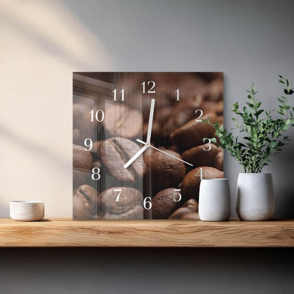 Skleněné hodiny Kávová zrna zskb-30x30-00089914