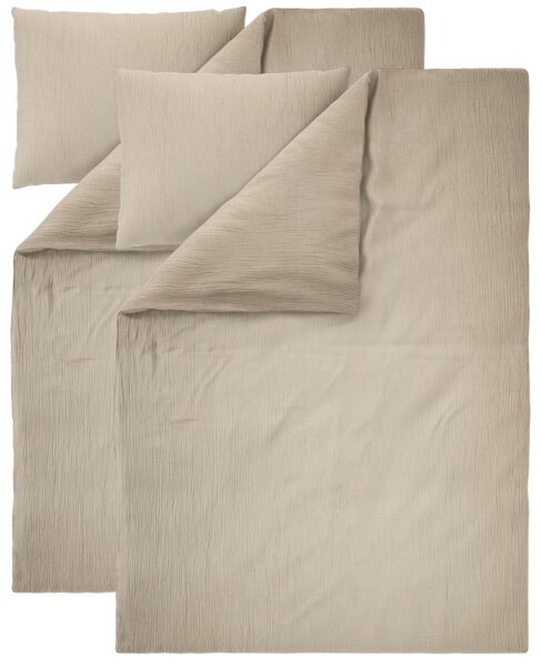 Livarno® Sada mušelínového ložního povlečení, 140 x 200 cm, 70 x 90 cm, 2dílná, béžová (800013064)