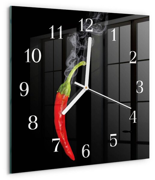 Skleněné hodiny Chilli paprička zskb-30x30-00092562