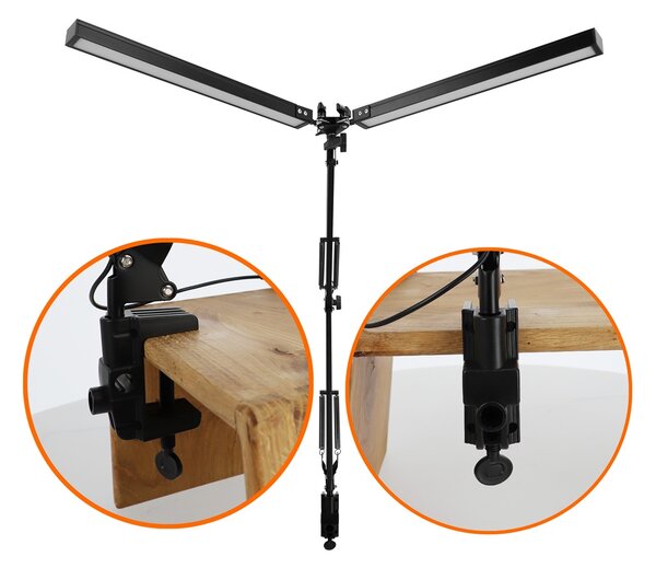 Smart LED LED stolní pracovní lampa CCT 2x10W 2x300Lm USB černá barva