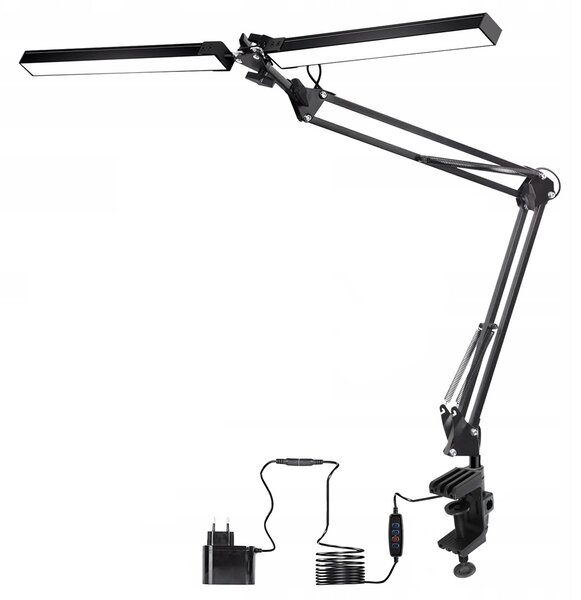 Smart LED LED stolní pracovní lampa CCT 2x10W 2x300Lm USB černá barva